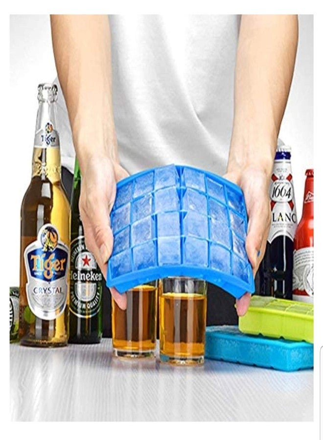 Meetzone قالب مكعبات ثلج سيليكون مرن قابل لإعادة الاستخدام وقابل للتكديس من ميتزون، متعدد الأغراض، مكون من 24 خانة، مناسب للبيرة والنبيذ والويسكي، قالب شوكولاتة سيليكون، قالب ثلج للفريزر (قطعة واحدة/متعدد الألوان) - Image 1